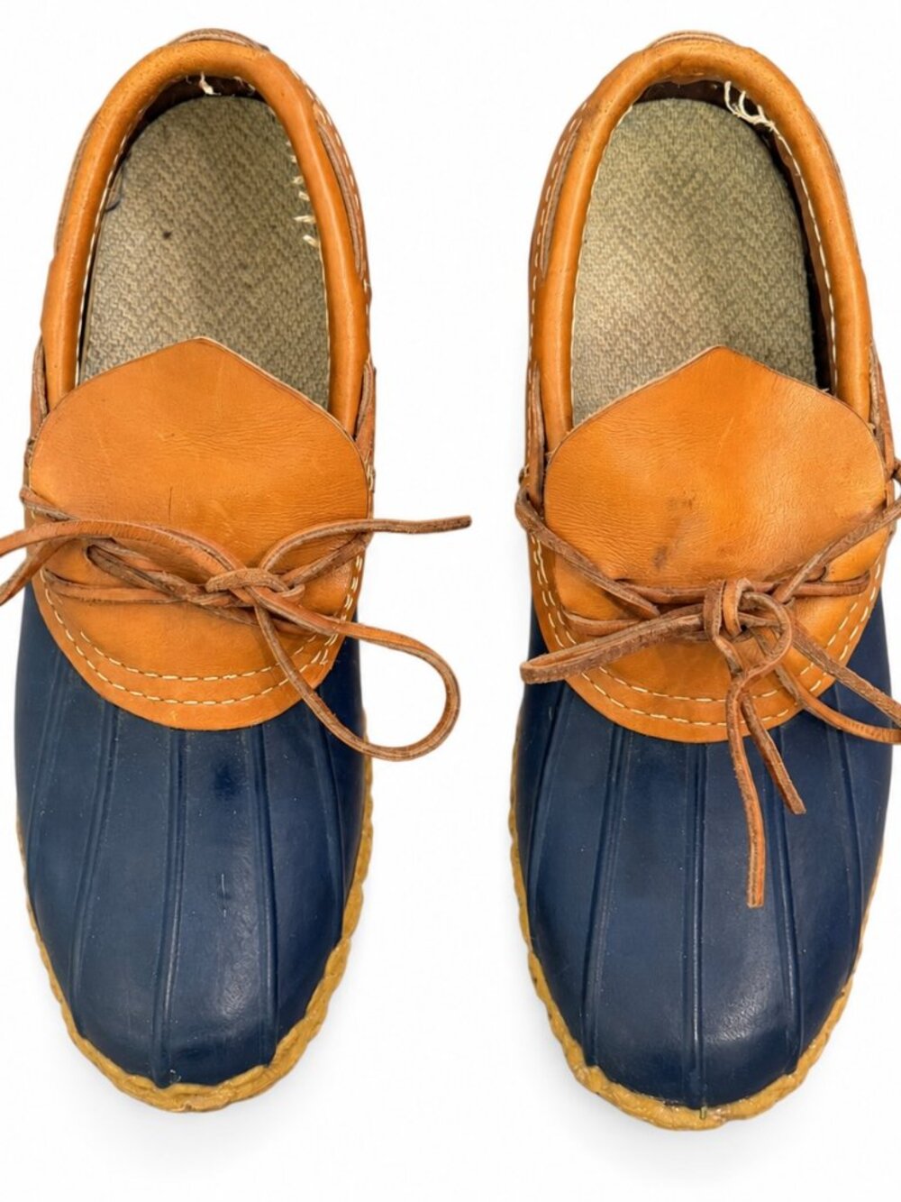 Vintage L.L. Bean Hunting Low Duck Shoes Navy Leather Women's Size 8